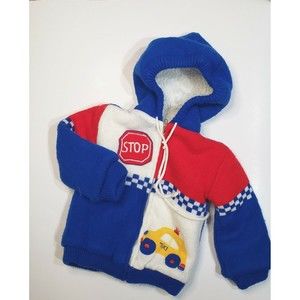 Vintage 80s  Jacket Tiny Tots Original Sherpa Lined Hooded  Zipper Size 3
